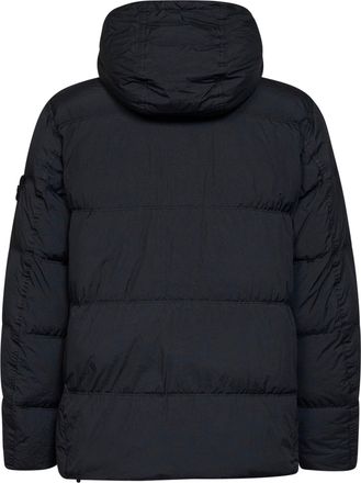 Stone Island Mens Hooded Down Jacket Crinkle Reps Ny Blue Polyamide Padded &