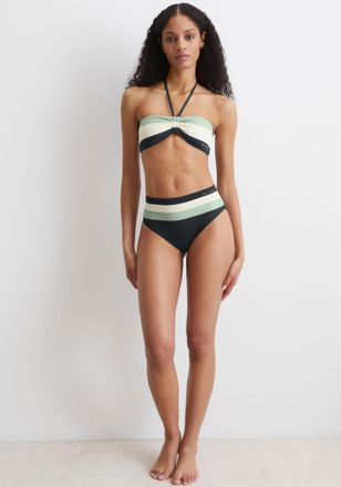 Marc O'Polo Bikini-Hose MARC OPOLO Summer Stripes, Damen, Gr. XS, N-Gr, blau (schwarz navy blockstripe), Elasthan, Polyamid, unifarben mit Farbeinsatz, Badehosen 