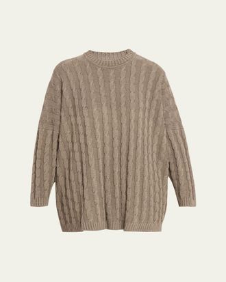 Eskandar Linen-Cotton Round Neck Sweater - Long Length