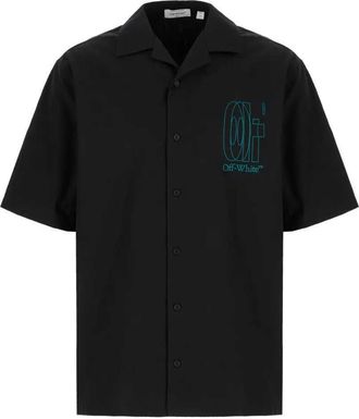 Off-white Gebroken wit poplin overhemd met pijlprint
