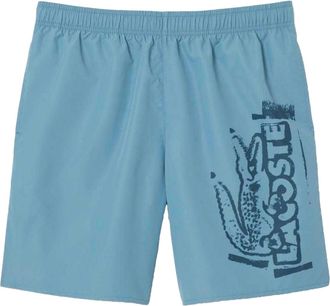 Lacoste Heren Merk Zwembroek Lang (Blauw)