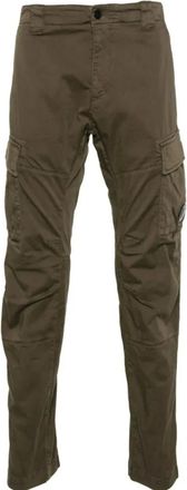 C.P. Company C.p. Company, Broeken, Heren, Groen, L, Groene Cargo Broek met Logo Patch