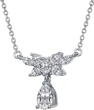 Genevive Silver Diamond Cz Chain Necklace