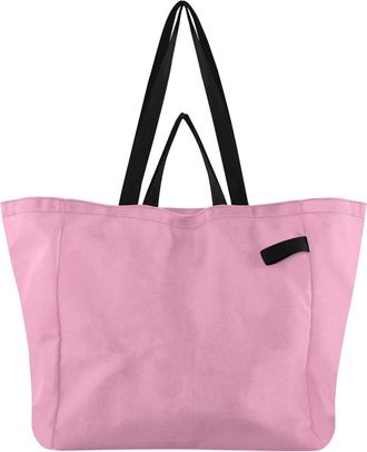 Generic Pale Pink print Reusable Canvas Tote Bag, Heavy Duty Grocery Shopping Bag with Hard Bottom Large Capacity Double Handles Work Groceries Travel
