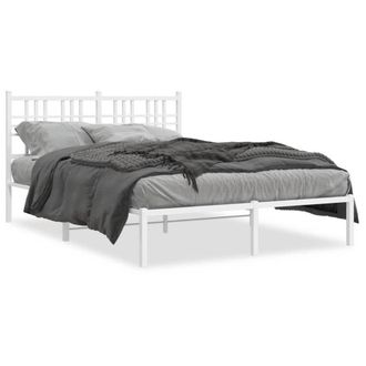 Berkfield Home Metal Bed Frame without Mattress with Headboard White 140x190cm | Size: 140x190 cm
