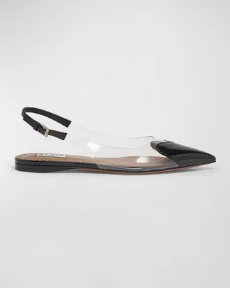 Alaia Coeur Heart Clear Slingback Ballerina Flats