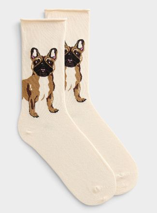 Simons Womens Rolled-hem animal socks