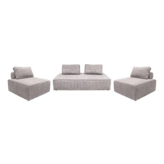 Sweeek Sof&aacute; modular de pana, 4 plazas, gris claro