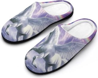 Generic Romantic Pegasus Cotton Slippers for Women Indoor Outdoor Slipper Slip-On Memory Foam Home Shoes