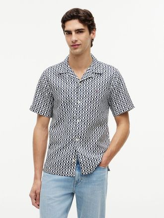 Tommy Hilfiger Mens Regular Fit Solar Print Camp Shirt - Navy - XXL