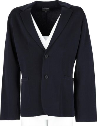 Emporio Armani Tailored Blue Casual Jacket With Deep V-Neckline