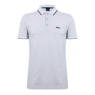 HUGO BOSS Herenpoloshirt Paddy met contrasterende boorden (Lichtgrijs)