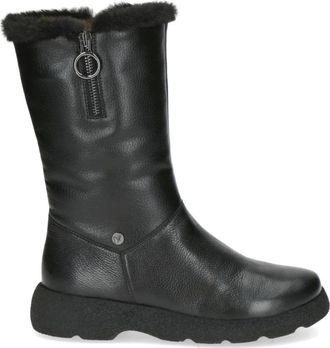 Caprice Zwarte Casual Enkellaarsjes voor Vrouwen - Dames - Winterlaarzen - Zwart - 38 EU - Leer - Schoenen