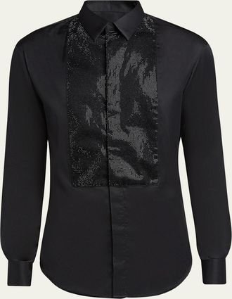 Giorgio Armani Mens Crystal Bib Front Cotton Dress Shirt