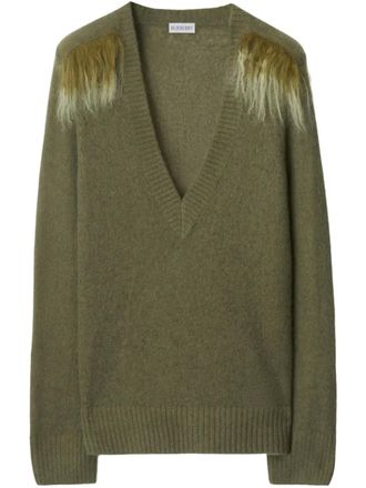 Burberry Trui met lammy afwerking - Groen