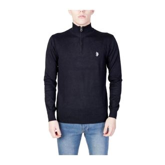 U.S.Polo Association U.S. Polo Assn., Turtlenecks, male, Black, Size: XL Black Cotton Polyamide Blend Sweater