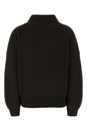 Lisa Yang Womens Dark Brown Cashmere Etta Polo Shirt Darkfern Exterior: Maglieria Sweater