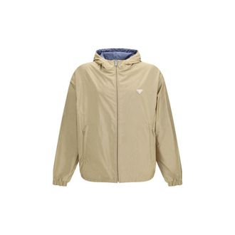Prada Beige Recycled Polyamide Shell Mens Jacket