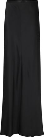 Alberta Ferretti Black Enver Satin Midi Viscose Skirt