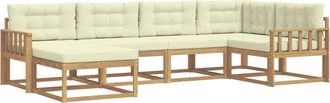 vidaXL Conjunto De Sof&aacute;s De Exterior 5 Uds. Blanco Y Crema Poli&eacute;ster Vidaxl