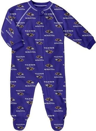 Outerstuff Newborn Purple Baltimore Ravens Allover Print Raglan Full-Zip Jumper at Nordstrom, Size 6-9M