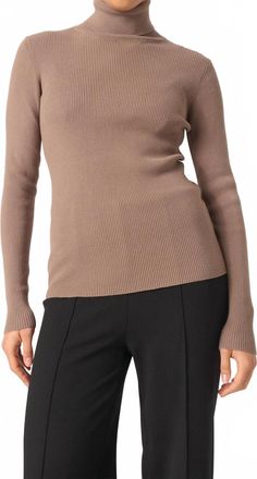 Soaked In Luxury Sina Rollneck Slim Fit Pullover In Walnut