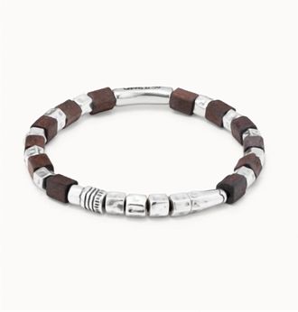 Uma and Leopold Womens Leather With Wooden Beads Bracelet In Brown