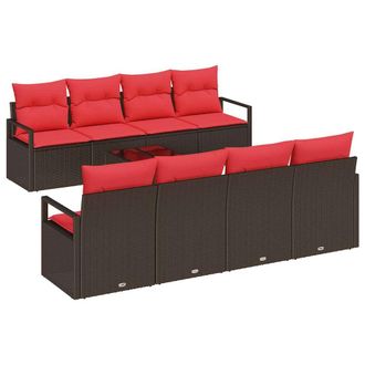 vidaXL Juego De Sof&aacute; 7 Uds. 6-n&uacute;mero De Plazas Marr&oacute;n Y Rojo Vidaxl