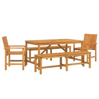 Berkfield Home 5 Piece Garden Dining Set Solid Wood Acacia in Brown