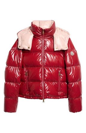 Moncler Niveole Crop Down Jacket in Red at Nordstrom, Size 2