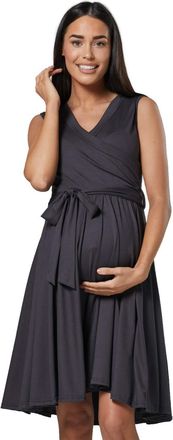Happy Mama Womens Maternity Sleeveless Wrap Summer Nursing Dress 078 (Graphite, UK 8, S)