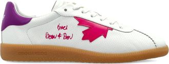 Dsquared2 White Low-Top Nappa Purple Accent Sneakers