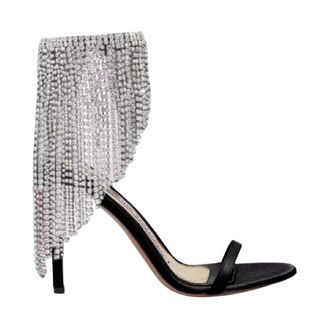 Alexandre Vauthier High Heel Sandals, female, Black, Size: 8 1/2 US 105mm Crystal Drapery Satin Sandals