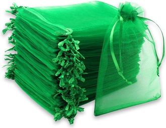 OEM 100 Bolsitas De Organza Verde Oscuro, 10 X 15 Cm, Ideales Para Joyer&iacute;a, Regalos, Dulces, Fiestas, Bodas Y Navidad. Cierre De Cord&oacute;n De Sat&eacute;n