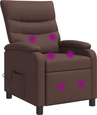 vidaXL Silla De Masajes Reclinable Marr&oacute;n Cuero Sint&eacute;tico Vidaxl