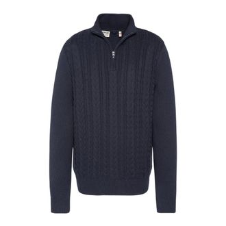 Schott NYC Maglione con zip in maglia a trecce - - Sweatshirts & Hoodies - Uomo - Blu - S