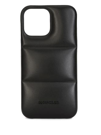 Moncler quilted leather phone case - men - Calf Leather - One Size - Black