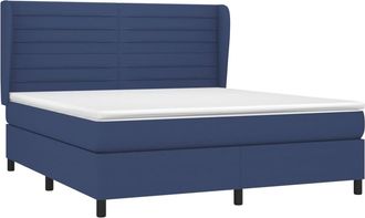 vidaXL Cama Box Spring Con Colch&oacute;n Tela Azul 180x200 Cm Vidaxl