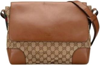 Gucci Pre-owned Cross Body Bags, female, Beige, Size: ONE SIZE Pre-owned Canvas Cross Body Bag