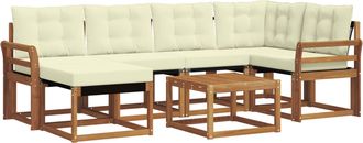 vidaXL Conjunto De Sof&aacute;s De Exterior 7 Uds. Natural Y Crema Vidaxl