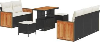 vidaXL Garden Sofa Set with Cushion with Storage Black Poly rattan vidaXL