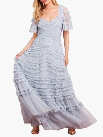 Needle & Thread Amara Ruffle Gown in Skylight at Nordstrom, Size 6