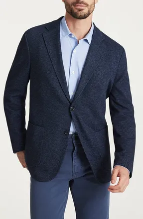 34 Heritage Matteo Wool & Cotton Twill Knit Blazer in Dark Navy at Nordstrom, Size 50