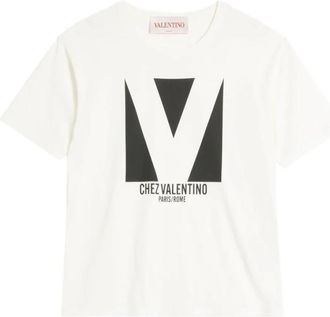Valentino Chez Print T-shirt - Heren - T-shirts - Wit - L - Katoen - Tops