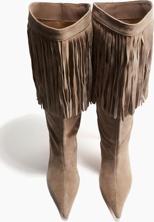 H&M Knee-Highs aus Veloursleder - Beige