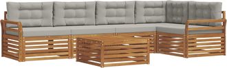 vidaXL Conjunto De Sof&aacute;s De Exterior 6 Uds. Gris Natural Y Claro Vidaxl