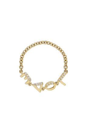 Eden Presley Love Pav&eacute; Diamond Tiny Letter Ring in Yellow Gold/Diamond at Nordstrom, Size 7