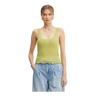 Pinko Pinko, Tops, Dames, Groen, M, Polyester, Gehaakt gebreide top