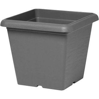 OEM Maceta Cuadrada - Garden Id - Teramo Negro-antracita - 40 X 35 Cm - Resistente A Rayones - Efecto Piedra - Con Agujeros