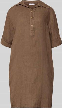 Zabaione Knielanges Leinenkleid mit Knopfleiste Modell Al44inii in Hellbraun, Gr&ouml;&szlig;e XXL